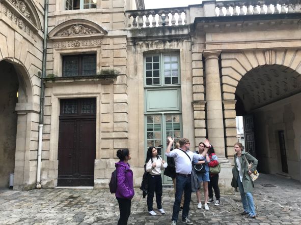 CDG Fall21 Prof with students at Hotel de Sully - Bernard T sm