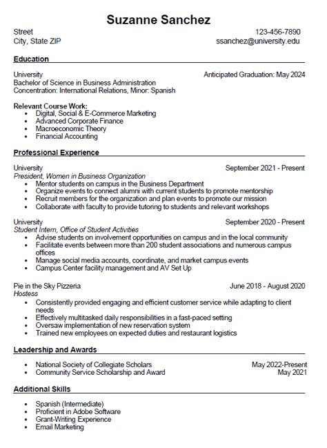 capa resume sample